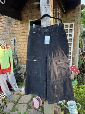 NWT The Ragged Priest Sweeper Zip Wide-Leg Black Jeans